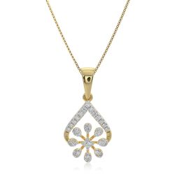 Floral Drop 9KT Yellow Gold Diamond Pendant