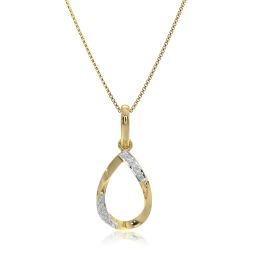 Teardrop 9KT Yellow Gold Diamond Pendant