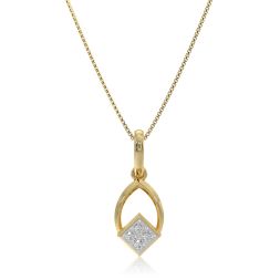 Minimal Layered 9KT Yellow Gold Diamond Pendant