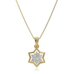 Delicate Floral 9KT Yellow Gold Diamond Pendant