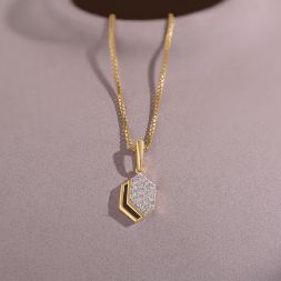 Geometric Style 9KT Yellow Gold Diamond Pendant