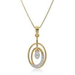 Elegant Oval 9KT Yellow Gold Diamond Pendant