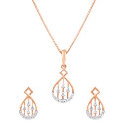 Rose Radiance Teardrop Diamond Pedant Set