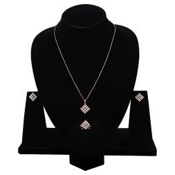 Charming Checkered Diamond Pendant Set