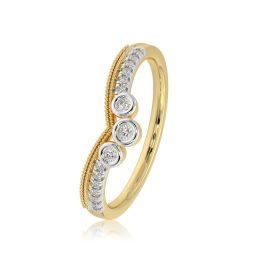 Chevron 9KT Yellow Gold Diamond V Ring