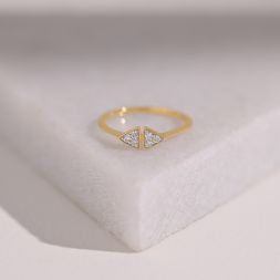 Dual Triangle 9Kt Yellow Gold Diamond Ring