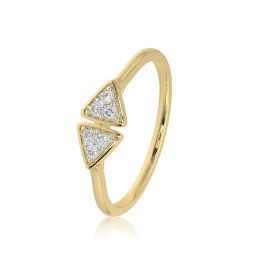 Dual Triangle 9KT Yellow Gold Diamond Ring