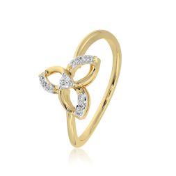 Graceful Floral 9KT Yellow Gold Diamond Ring
