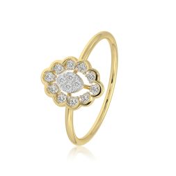 Delicate Floral 9Kt Yellow Gold Diamond Ring