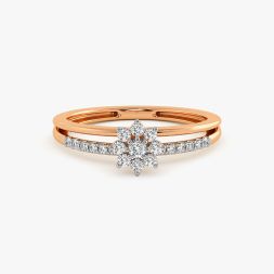Soft Floral Rose Gold Diamond Ring
