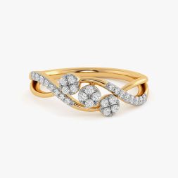 Modern Floral Yellow Gold Diamond Ring