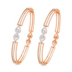 Stunning Gold and Diamond Bangle Set of 2