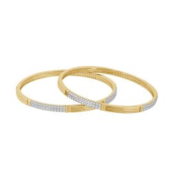 Contemporary Design Diamond Bangle Set of 2