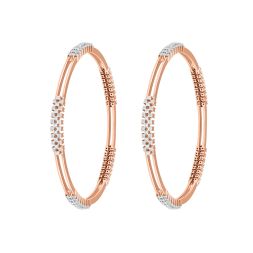 Slender Diamond and Rose Gold Bangle Set