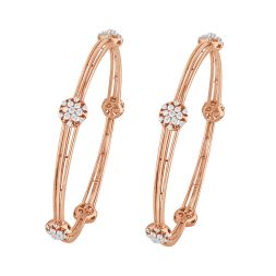 Concentric Circled Rose Gold Designer Bangle Set of 2
