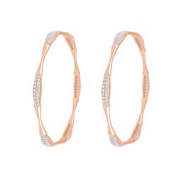 Subtle Diamond and Rose Gold Pair of Bangles