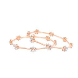 Grace Simple Diamond Rose Gold Bangle Set of 2