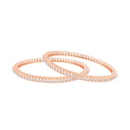 Dazzle Petite Diamond Rose Gold Bangle Set of 2