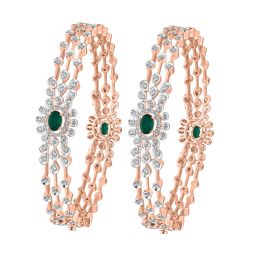 Leaf Design Bangle in 18KT Rose Gold Set of 2