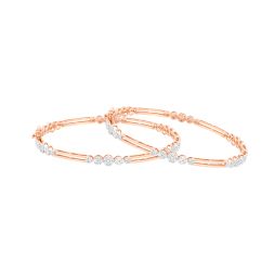 Luxe Minimal Diamond Rose Gold Bangle Set of 2