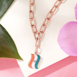 Flag Design Diamond and 14KT Rose Gold Pendant