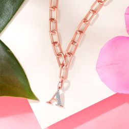 A Alphabet Diamond Pendant in 14KT Rose Gold
