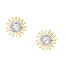Trendy Yellow Gold Diamond Earrings