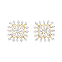 Circular Diamond Earrings in Yellow Gold