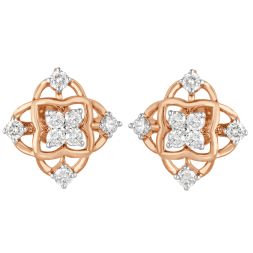 Diamond Design 14KT Rose Gold Earrings