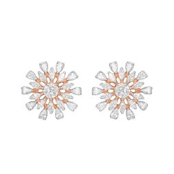 Floral Earrings Studded With Diamonds