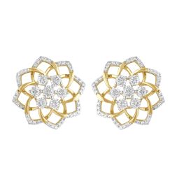Luxurious 18KT Rose Gold Diamond Crown Star Earrings
