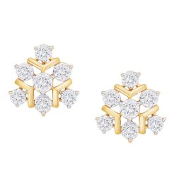 Gleaming 18KT Yellow Gold Crown Star Earrings