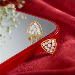 18KT Rose Gold and Diamond Triangle Crown Star Earrings