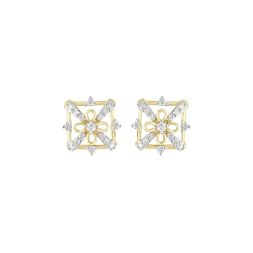 Geometric Flora Diamond Stud Earrings