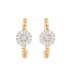 Attractive Floral Diamond Hoop Earrings