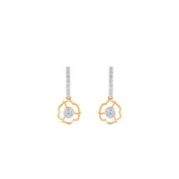 Slight Floral Diamond and Yellow Gold Earrings