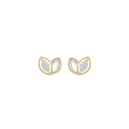 Dainty Leaf Design Diamond and Yellow Gold Studs