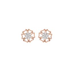 Contemporary Floral Diamond and Rose Gold Studs