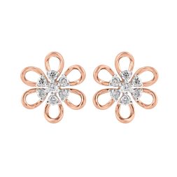 Petalled Diamond and Rose Gold Stud Earrings