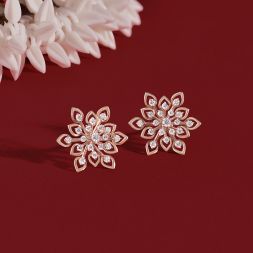 Floral Burst Rose Gold and Diamond Studs