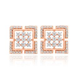 Magnificent 18KT Rose Gold Checkered Pattern Earring