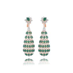 Chandelier Green Layered Diamond Earrings