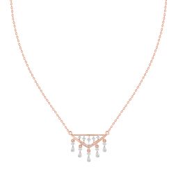 Dangling Rose Gold and Diamond Chain Necklace