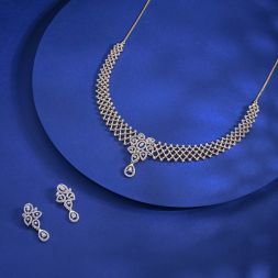 Eclectic Earrings and Necklace Set with Diamonds