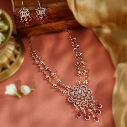 Dewdrop Design Red Gemstone Jewellery Set