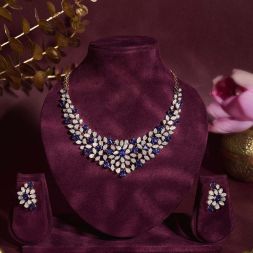 Enchanted Tanzanite Stone Rose Gold Diamond Necklace Set