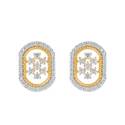 Geometric Diamond and Yellow Gold Earrings