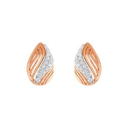 Pear Design Diamond and Rose Gold Earrings