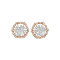 Mandala Design Rose Gold and Diamond Studs