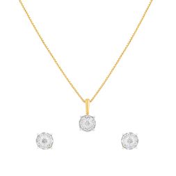 Diamond Studded Crown Star Pendant and Earrings Set